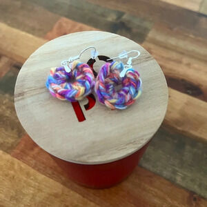 NWT Handmade crotchet earring, Sterling silver (.925) hooks